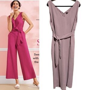 Ann Taylor- Women’s LAVENDER Plus Size wide Leg Cropped Jumpsuit, Size 16